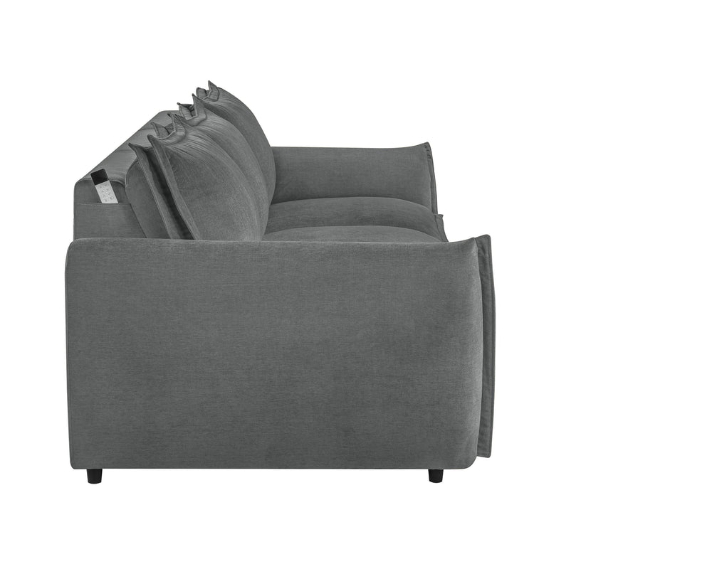English Elm Eaden Gray Chenille Power Sofa with Sleeper, Full Foam Comfort, Solid Wood Frame, 105" Seat Width B2726S00523
