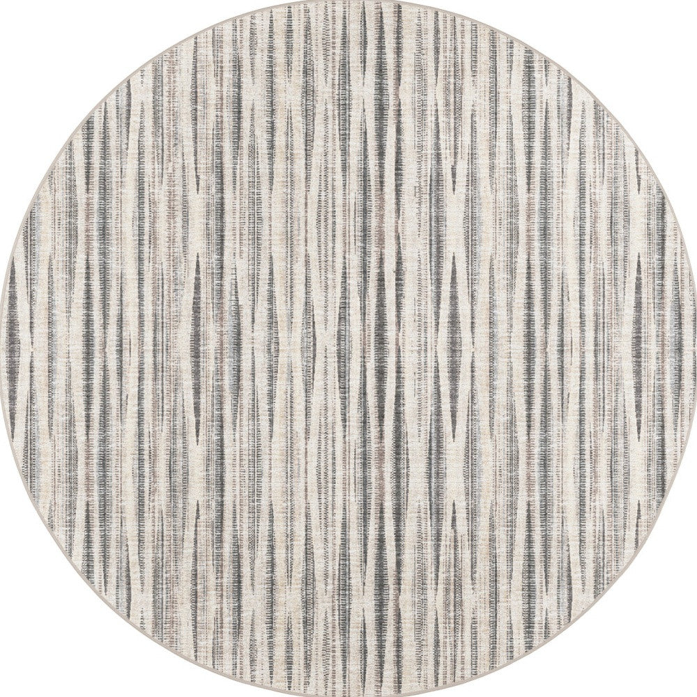 Homeroots 6' Ivory Round Ombre Tufted Handmade Area Rug  Polyester 493039