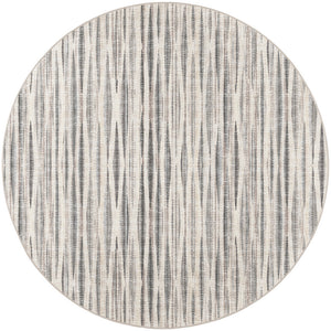 Homeroots 6' Ivory Round Ombre Tufted Handmade Area Rug  Polyester 493039