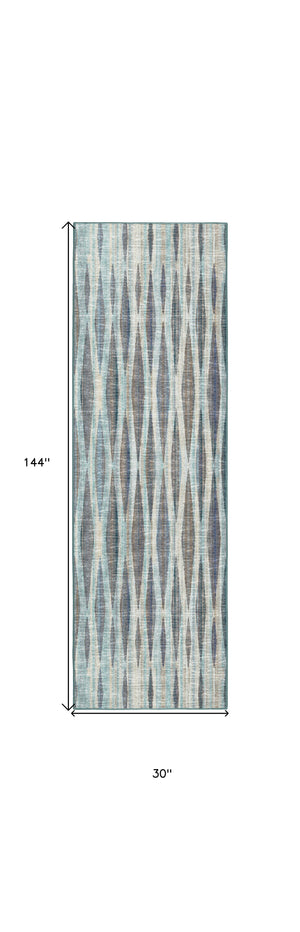 Homeroots 12' Blue And Ivory Ombre Hand Tufted Runner Rug  Polyester 493040