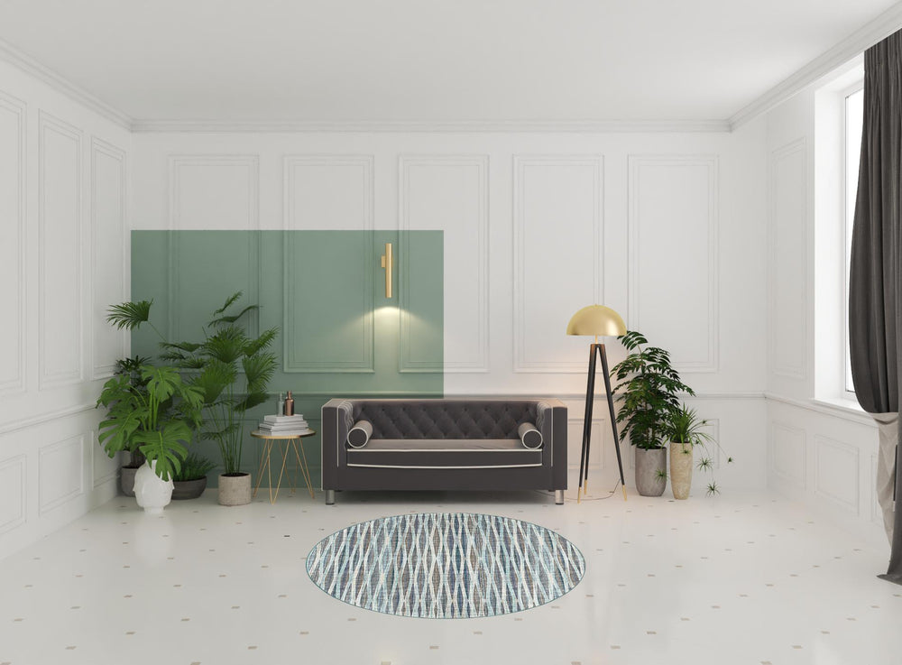 Homeroots 6' Blue Round Ombre Tufted Handmade Area Rug  Polyester 493041