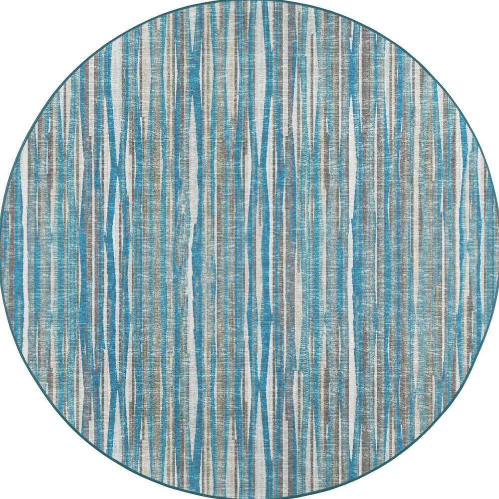 Homeroots 6' Blue Round Ombre Tufted Handmade Area Rug  Polyester 493045