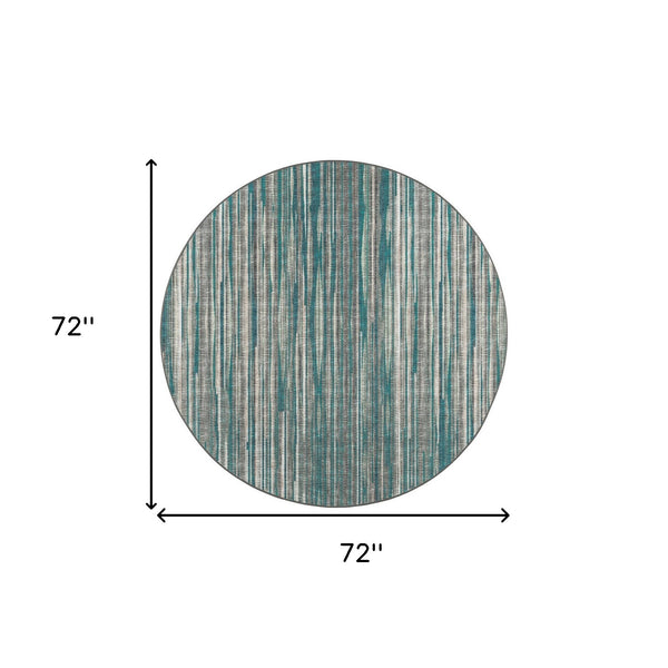 Homeroots 6' Blue Round Ombre Tufted Handmade Area Rug  Polyester 493047