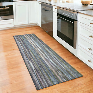 Homeroots 12' Blue And Ivory Ombre Hand Tufted Runner Rug  Polyester 493048