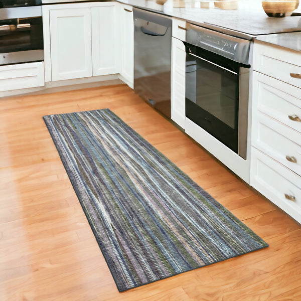 Homeroots 12' Blue And Ivory Ombre Hand Tufted Runner Rug  Polyester 493048