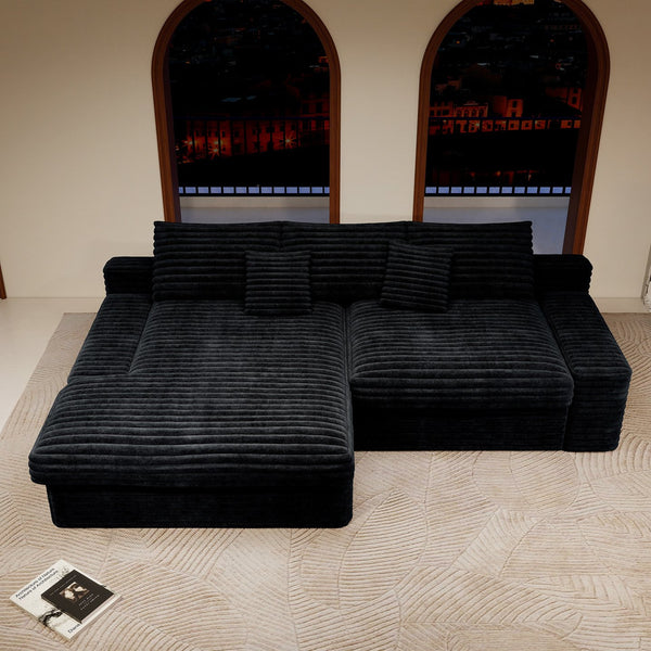 English Elm 118.1*66.9"Modular Sectional Sofa - Plush Corduroy Couch, No Assembly, Versatile 2Pc Design For Any Space W3819S00059