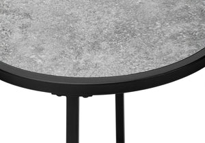 English Elm Accent Table - Modern Round Side Table With Grey Laminate Top & Black Metal Legs For Versatile Use B2710P218984