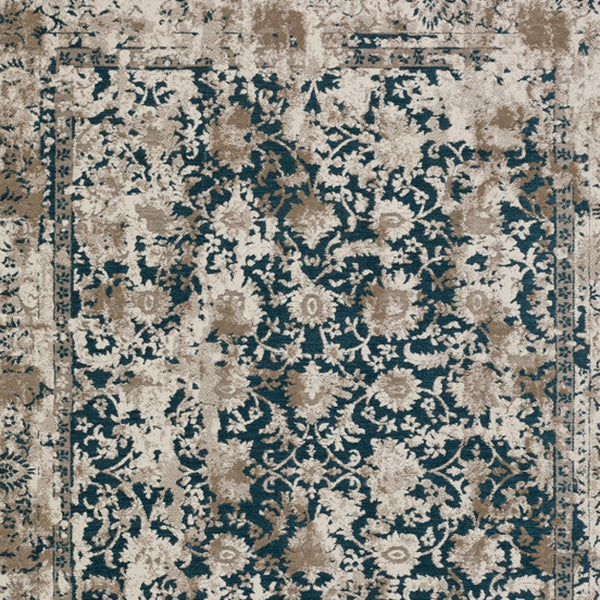 Homeroots 3' X 5' Blue Oriental Area Rug With Fringe  Polyester 493096