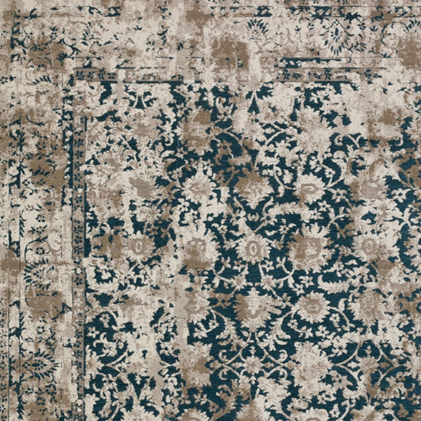 Homeroots 8' X 10' Blue Oriental Area Rug With Fringe  Polyester 493098