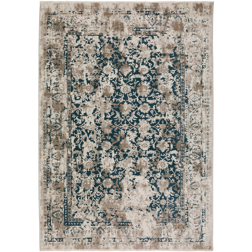 Homeroots 8' X 10' Blue Oriental Area Rug With Fringe  Polyester 493098