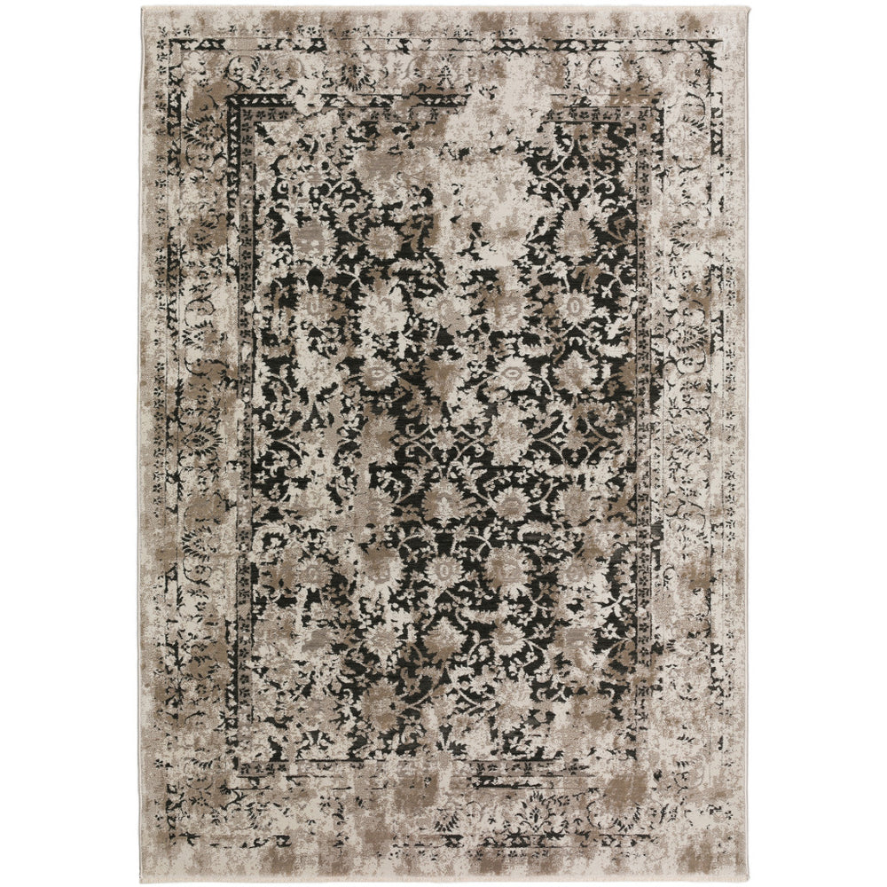 Homeroots 3' X 5' Black Oriental Area Rug With Fringe  Polyester 493100