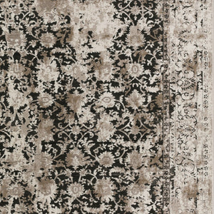Homeroots 8' X 10' Black Oriental Area Rug With Fringe  Polyester 493102