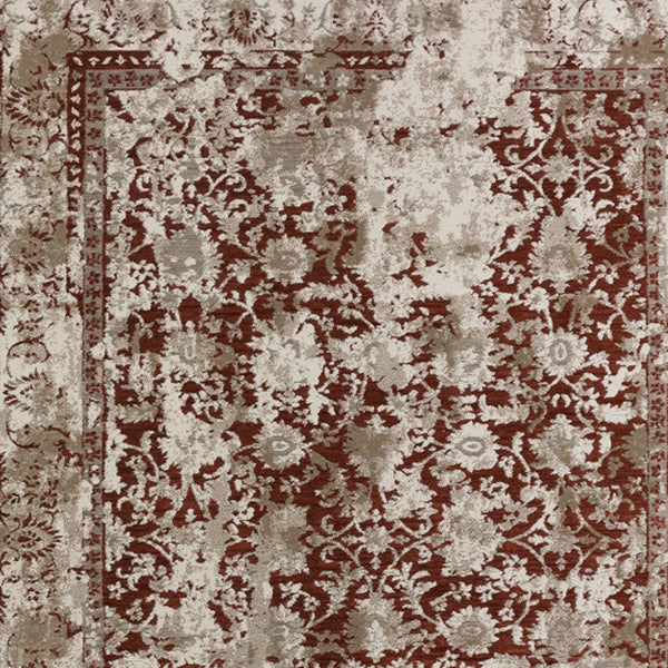 Homeroots 3' X 5' Red Oriental Area Rug With Fringe  Polyester 493104