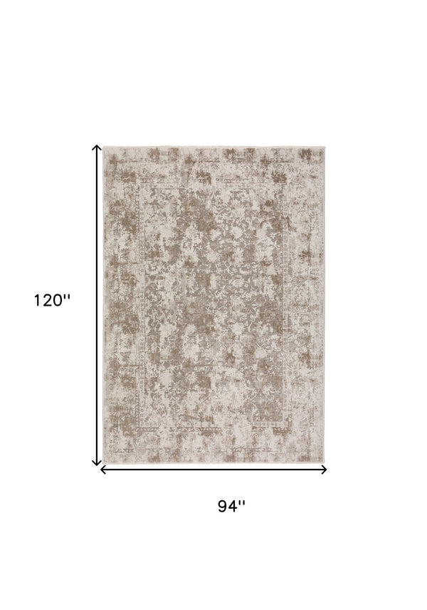 Homeroots 8' X 10' Brown Oriental Area Rug With Fringe  Polyester 493110