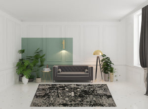 Homeroots 8' X 10' Black Oriental Area Rug With Fringe  Polyester 493118