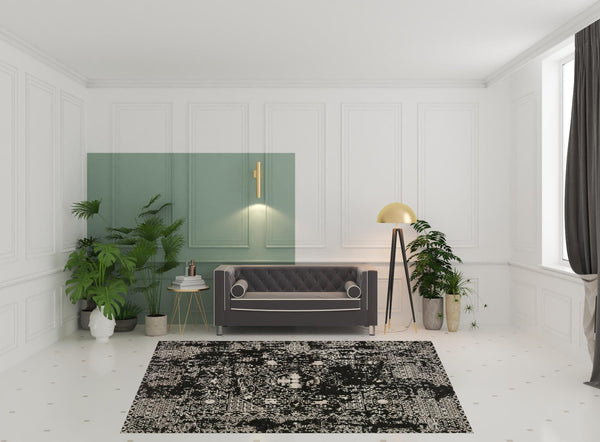 Homeroots 8' X 10' Black Oriental Area Rug With Fringe  Polyester 493118