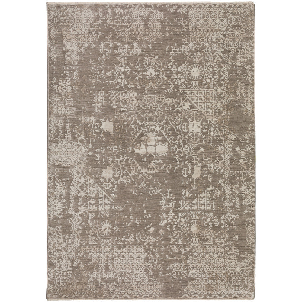 Homeroots 5' X 8' Gray Oriental Area Rug With Fringe  Polyester 493121