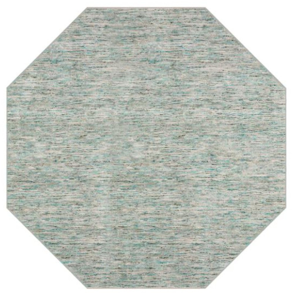 Homeroots 10' Green And Ivory Octagon Wool Hand Loomed Area Rug  Wool 493132