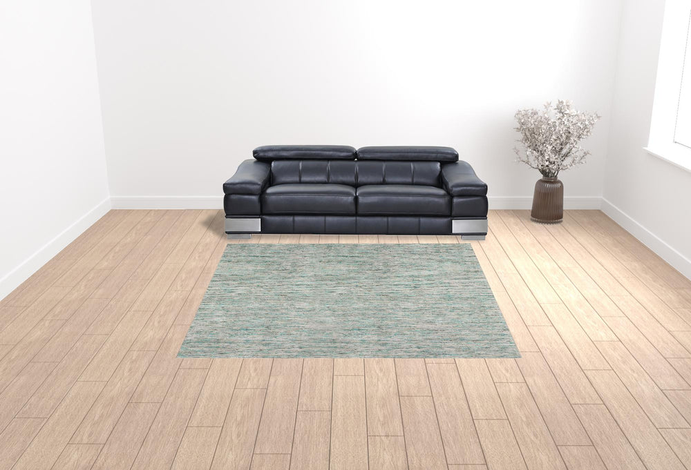 Homeroots 10' Green Square Wool Hand Loomed Handmade Area Rug  Wool 493135