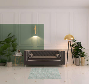 Homeroots 4' Green Square Wool Hand Loomed Handmade Area Rug  Wool 493150