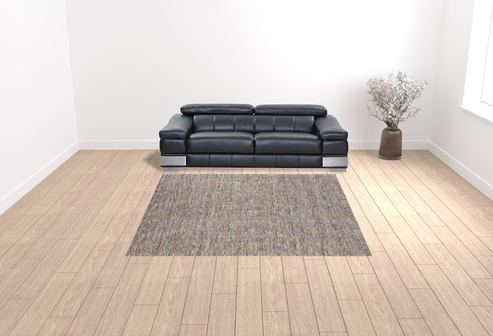 Homeroots 10' Grey Blue And Yellow Square Wool Hand Loomed Handmade Area Rug  Wool 493164