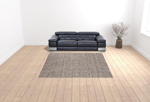 Homeroots 10' Grey Blue And Yellow Square Wool Hand Loomed Handmade Area Rug  Wool 493164