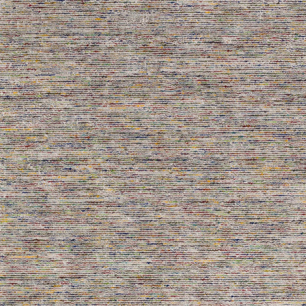 Homeroots 4' Grey Blue And Yellow Round Wool Hand Loomed Handmade Area Rug  Wool 493178