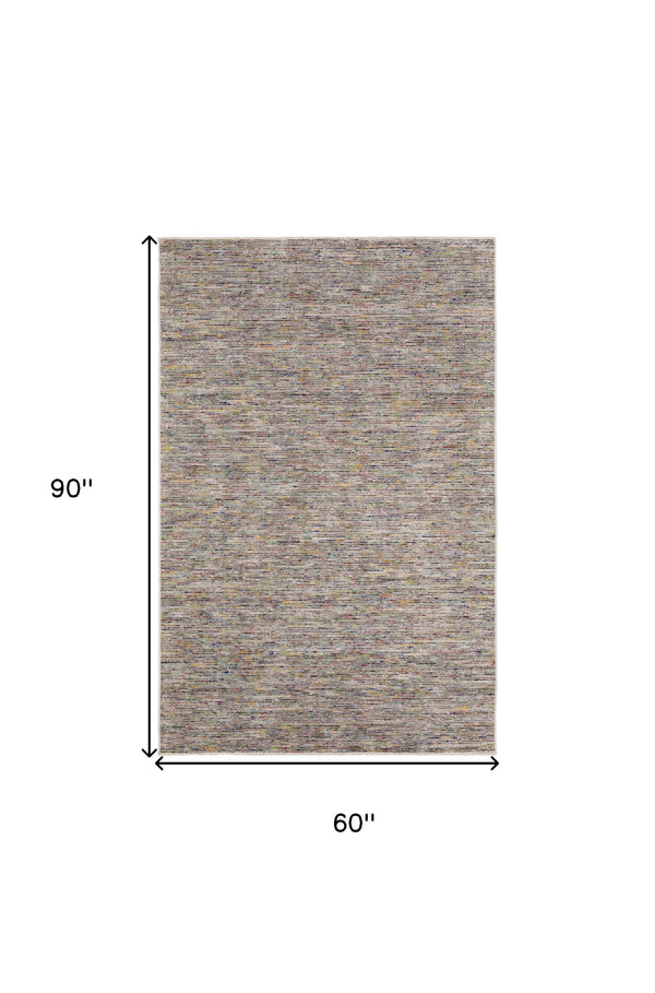 Homeroots 5' X 8' Grey Blue And Yellow Wool Hand Loomed Handmade Area Rug  Wool 493180