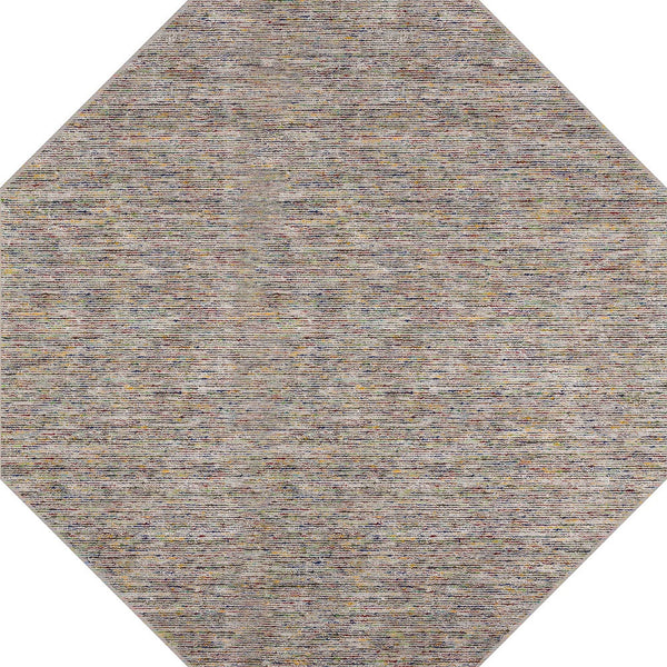 6' Gray and Yellow Octagon Wool Hand Loomed Area Rug - Unique Artisan ...