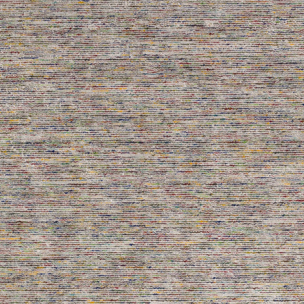 Homeroots 6' Grey Blue And Yellow Round Wool Hand Loomed Handmade Area Rug  Wool 493183