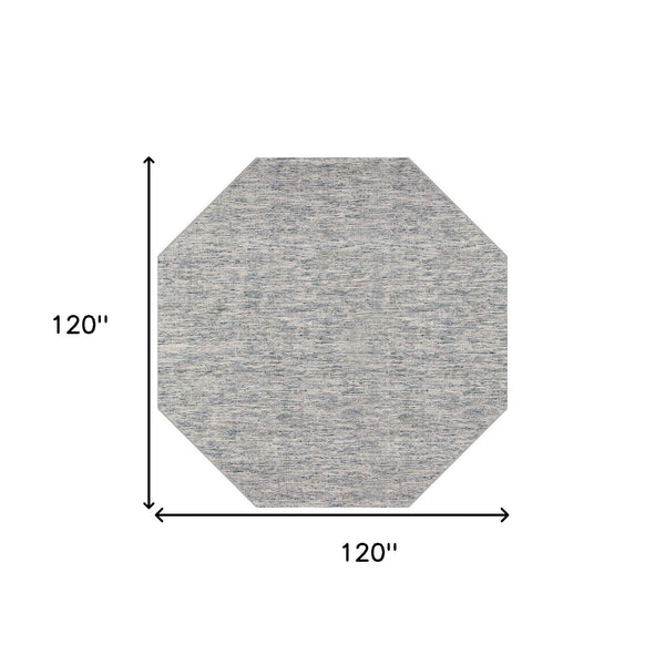 10' Blue and Ivory Octagon Wool Hand Loomed Area Rug – Unique Artisan ...