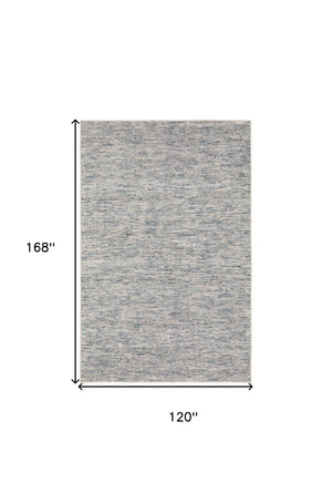 Homeroots 10' X 14' Blue Wool Hand Loomed Handmade Area Rug  Wool 493191