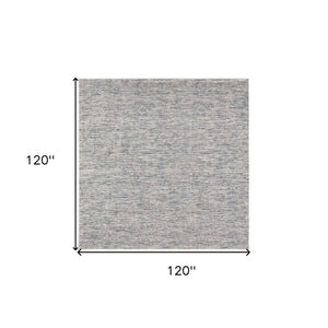 Homeroots 10' Blue Square Wool Hand Loomed Handmade Area Rug  Wool 493193