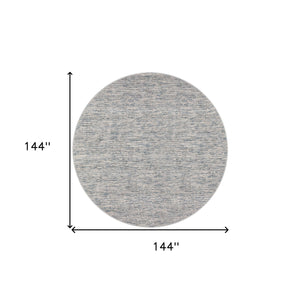 Homeroots 12' Round Blue Round Wool Hand Loomed Handmade Area Rug  Wool 493197