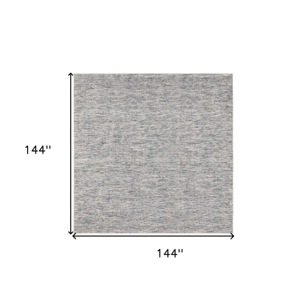 Homeroots 12' Square Blue Square Wool Hand Loomed Handmade Area Rug  Wool 493198