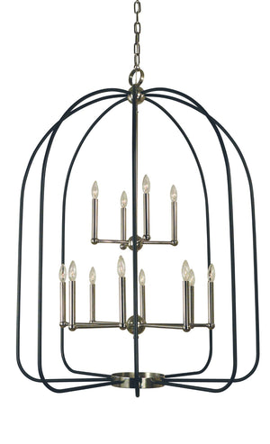 Framburg 12-light Elegant Boulevard Chandelier - Timeless Antique Brass & Matte Black Design For Stunning Spaces Polished Nickel With Matte Black Accents Metal 4932 Pn/Mblack