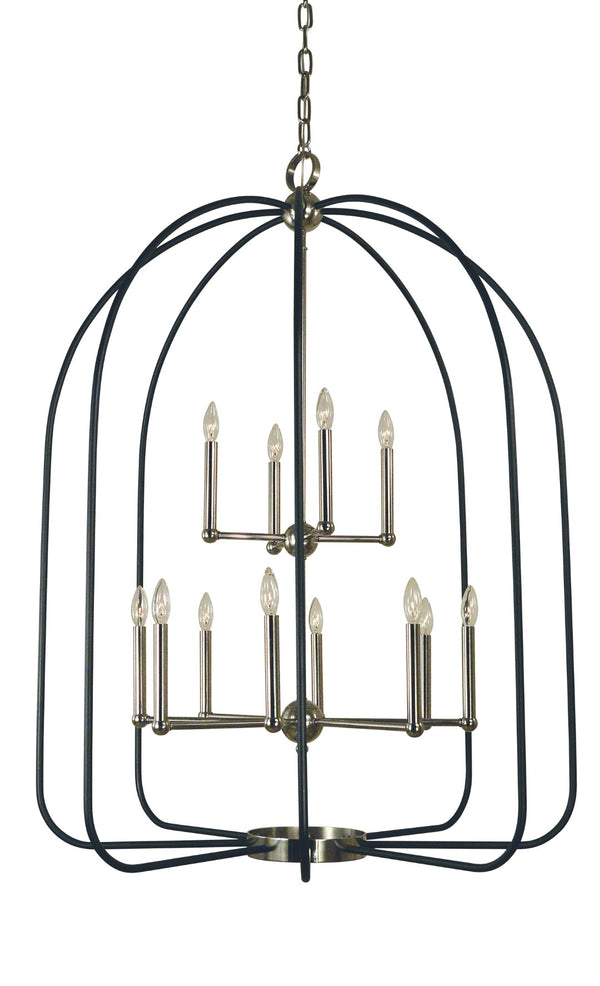 Framburg 12-light Elegant Boulevard Chandelier - Timeless Antique Brass & Matte Black Design For Stunning Spaces Polished Nickel With Matte Black Accents Metal 4932 Pn/Mblack