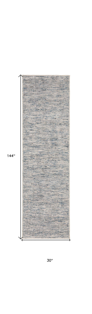 Homeroots 12' Blue And Ivory Wool Hand Loomed Runner Rug  Wool 493202
