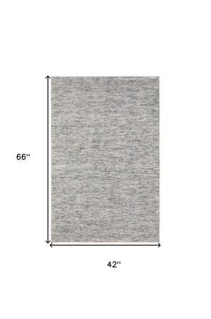 Homeroots 4' X 6' Blue Wool Hand Loomed Handmade Area Rug  Wool 493205