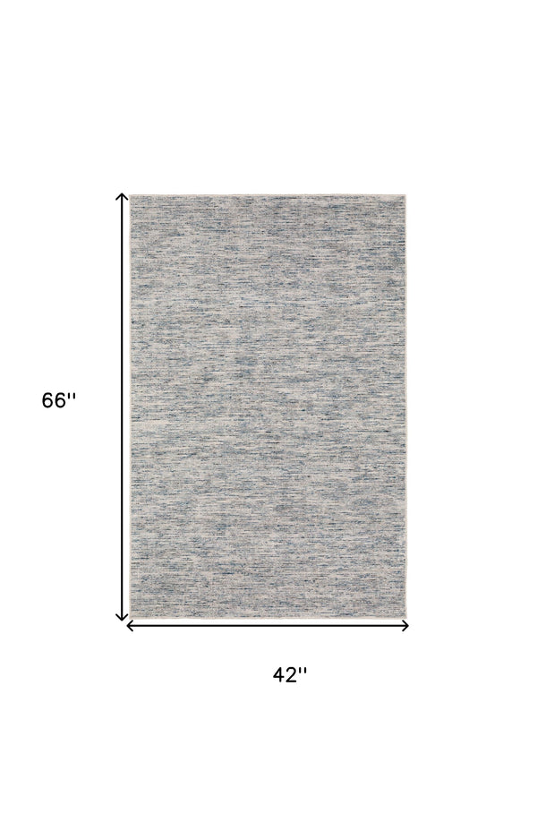 Homeroots 4' X 6' Blue Wool Hand Loomed Handmade Area Rug  Wool 493205