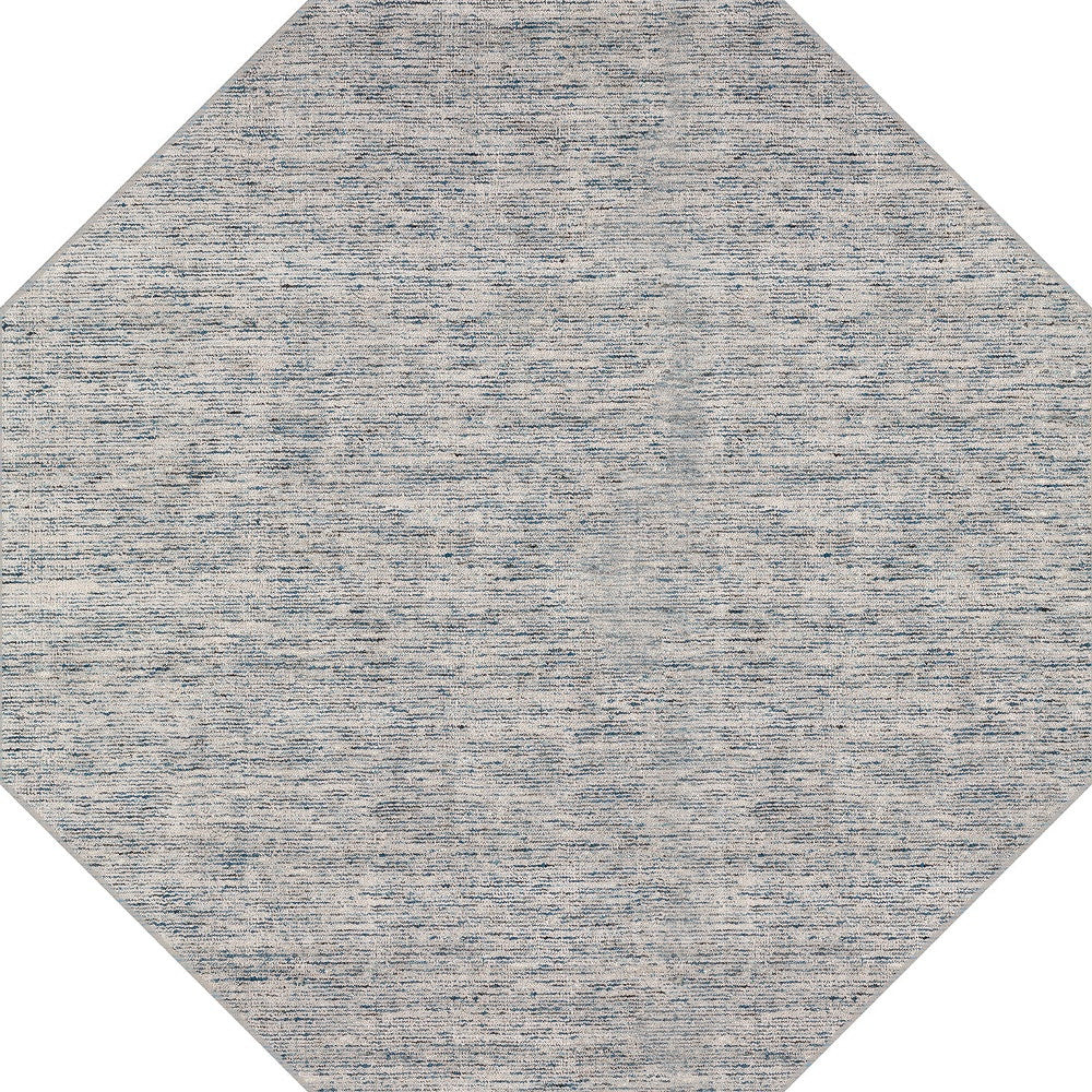 Homeroots 4' Blue And Ivory Octagon Wool Hand Loomed Area Rug  Wool 493206