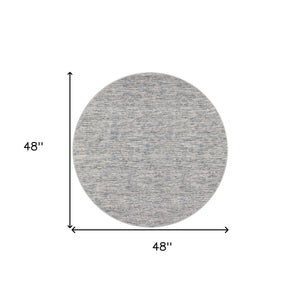 Homeroots 4' Blue Round Wool Hand Loomed Handmade Area Rug  Wool 493207