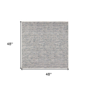 Homeroots 4' Blue Square Wool Hand Loomed Handmade Area Rug  Wool 493208