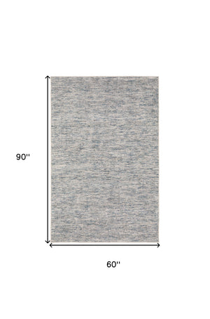 Homeroots 5' X 8' Blue Wool Hand Loomed Handmade Area Rug  Wool 493209