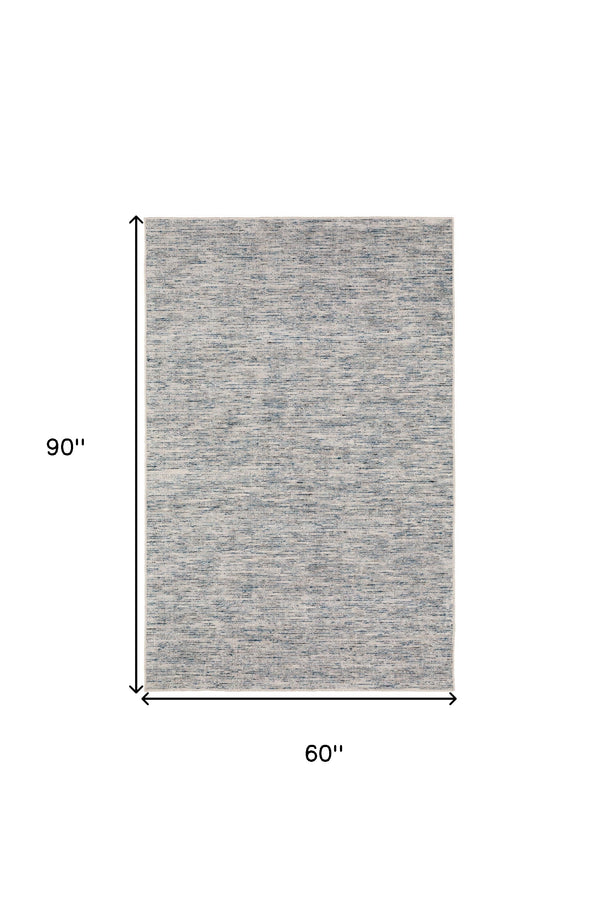 Homeroots 5' X 8' Blue Wool Hand Loomed Handmade Area Rug  Wool 493209