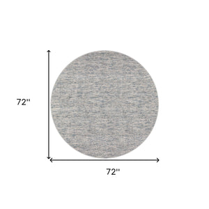 Homeroots 6' Blue Round Wool Hand Loomed Handmade Area Rug  Wool 493212