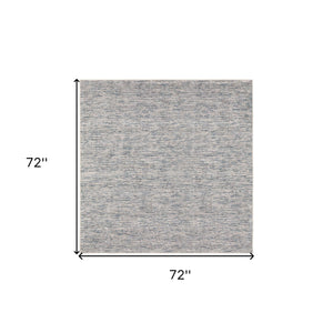 Homeroots 6' Blue Square Wool Hand Loomed Handmade Area Rug  Wool 493213