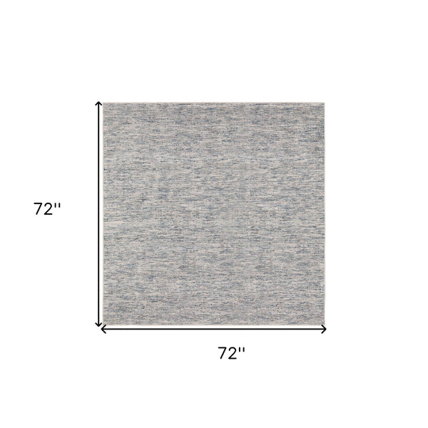 Homeroots 6' Blue Square Wool Hand Loomed Handmade Area Rug  Wool 493213