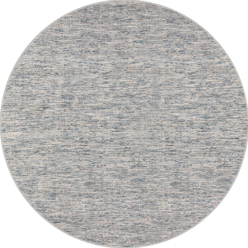 Homeroots 8' X 8' Blue Round Wool Hand Loomed Handmade Area Rug  Wool 493216