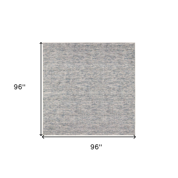 Homeroots 8' X 8' Blue Square Wool Hand Loomed Handmade Area Rug  Wool 493217